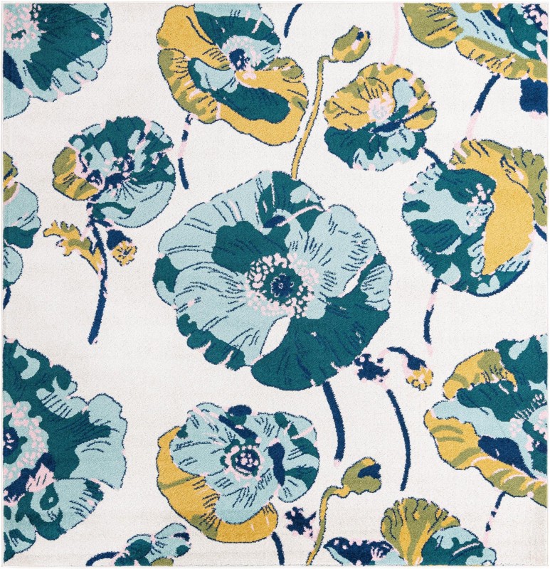 Hyland · Floral / botanical rug, white