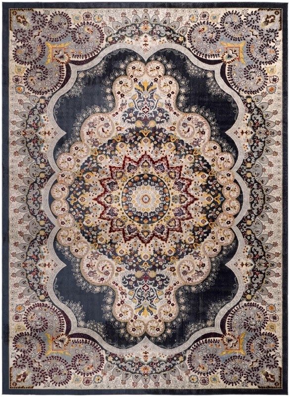 Candlelight · Border Washable Rug, navy blue