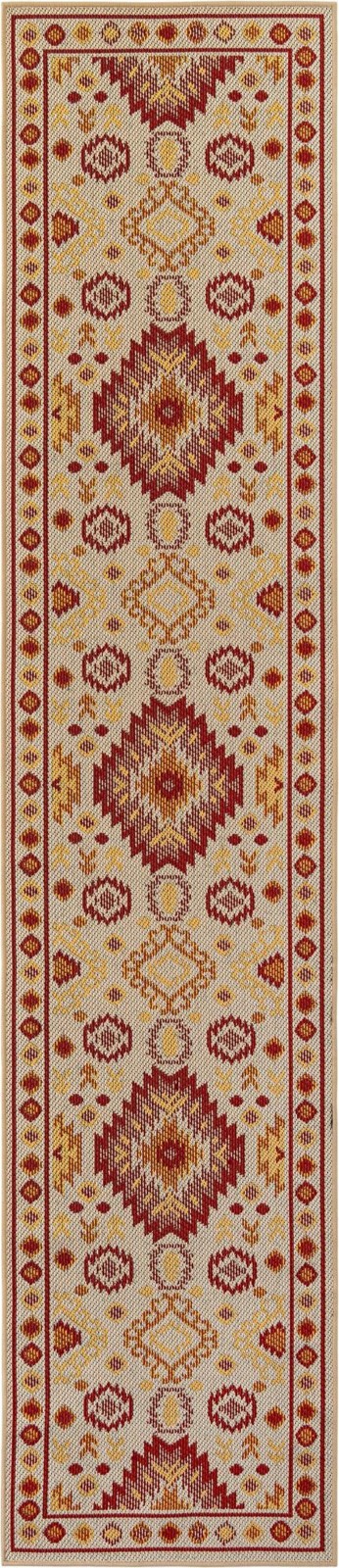 2' 7 x 12' Whitfield · Diamond Outdoor Rug, beige and rust red