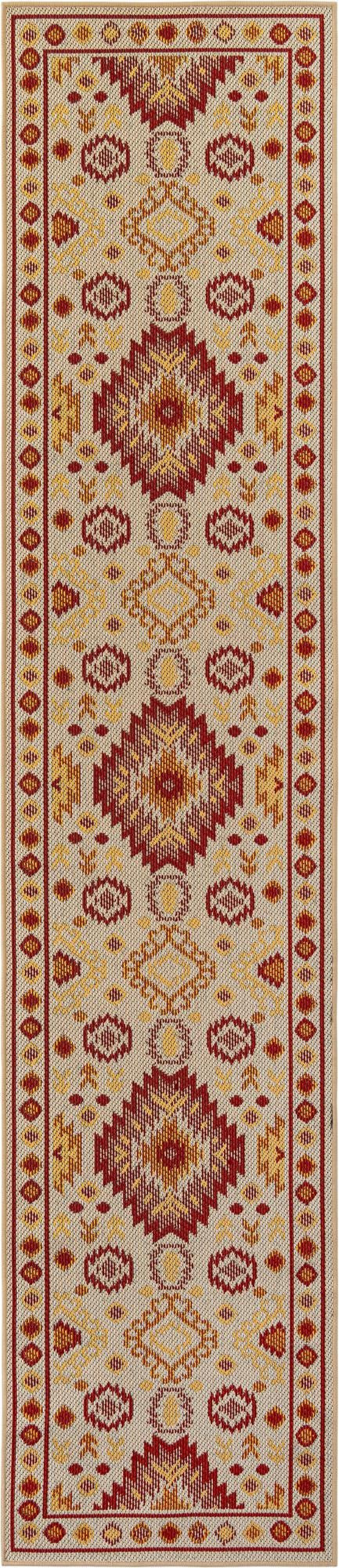 2' 7 x 12' Whitfield · Diamond Outdoor Rug, beige and rust red
