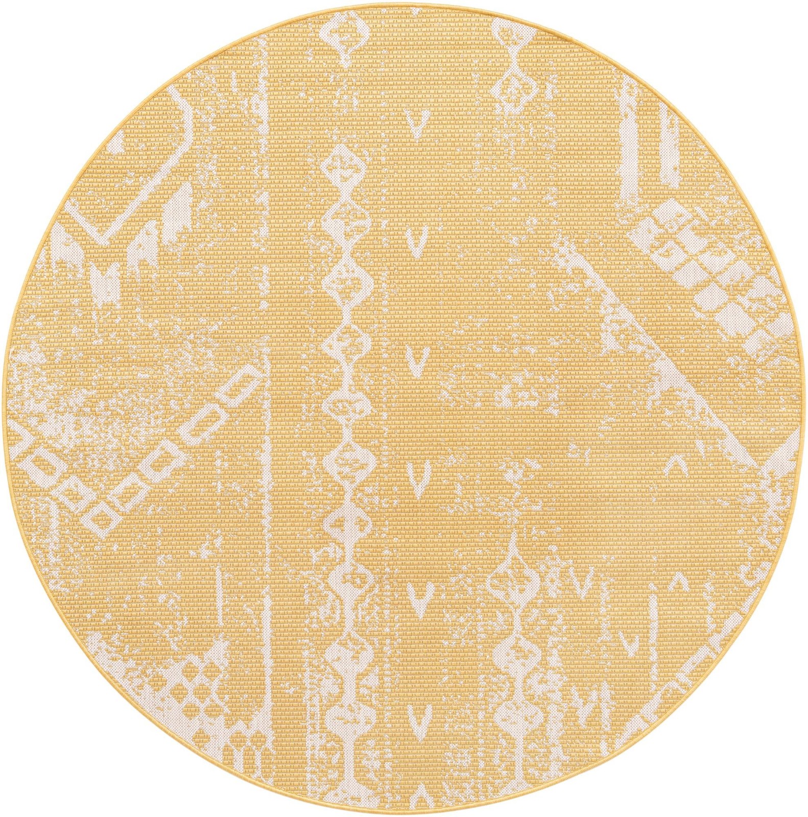 6' x 6' Wildman · Geometric Outdoor Rug, yellow