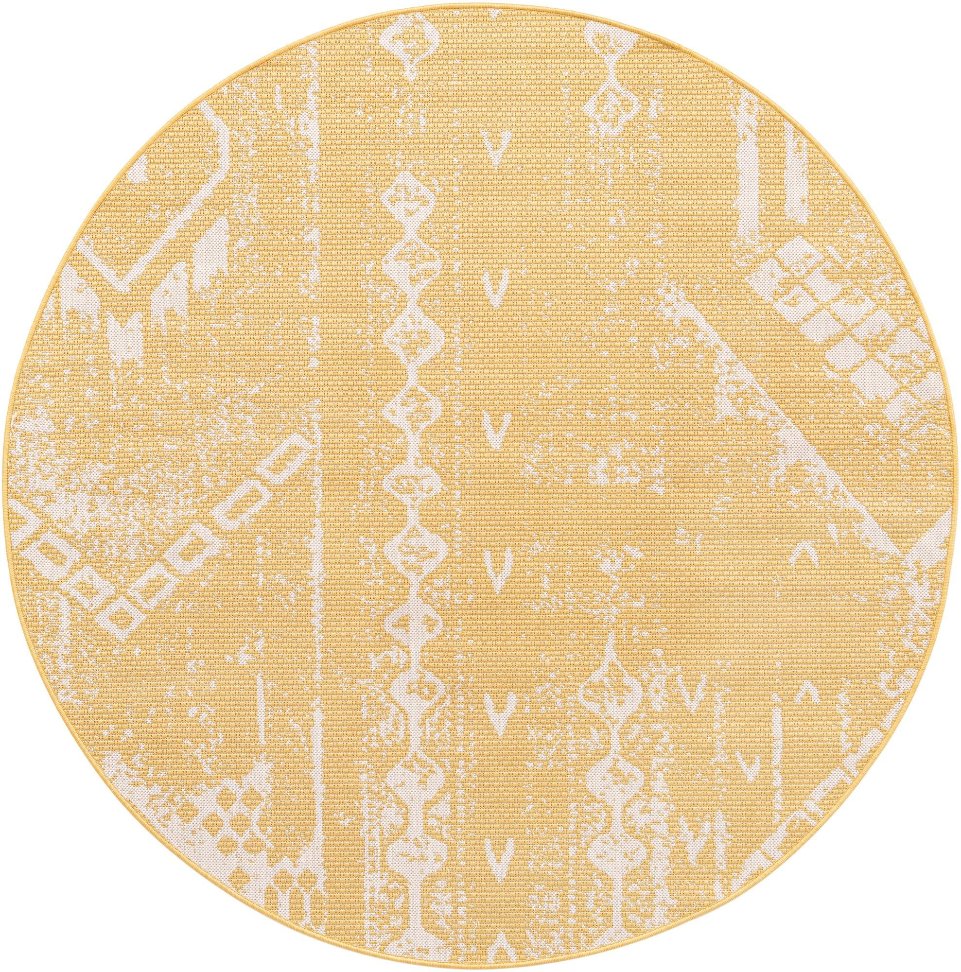 6' x 6' Wildman · Geometric Outdoor Rug, yellow