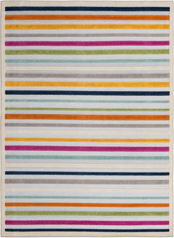 7' x 10' Wesley · Striped Outdoor Rug, multicolor and gray