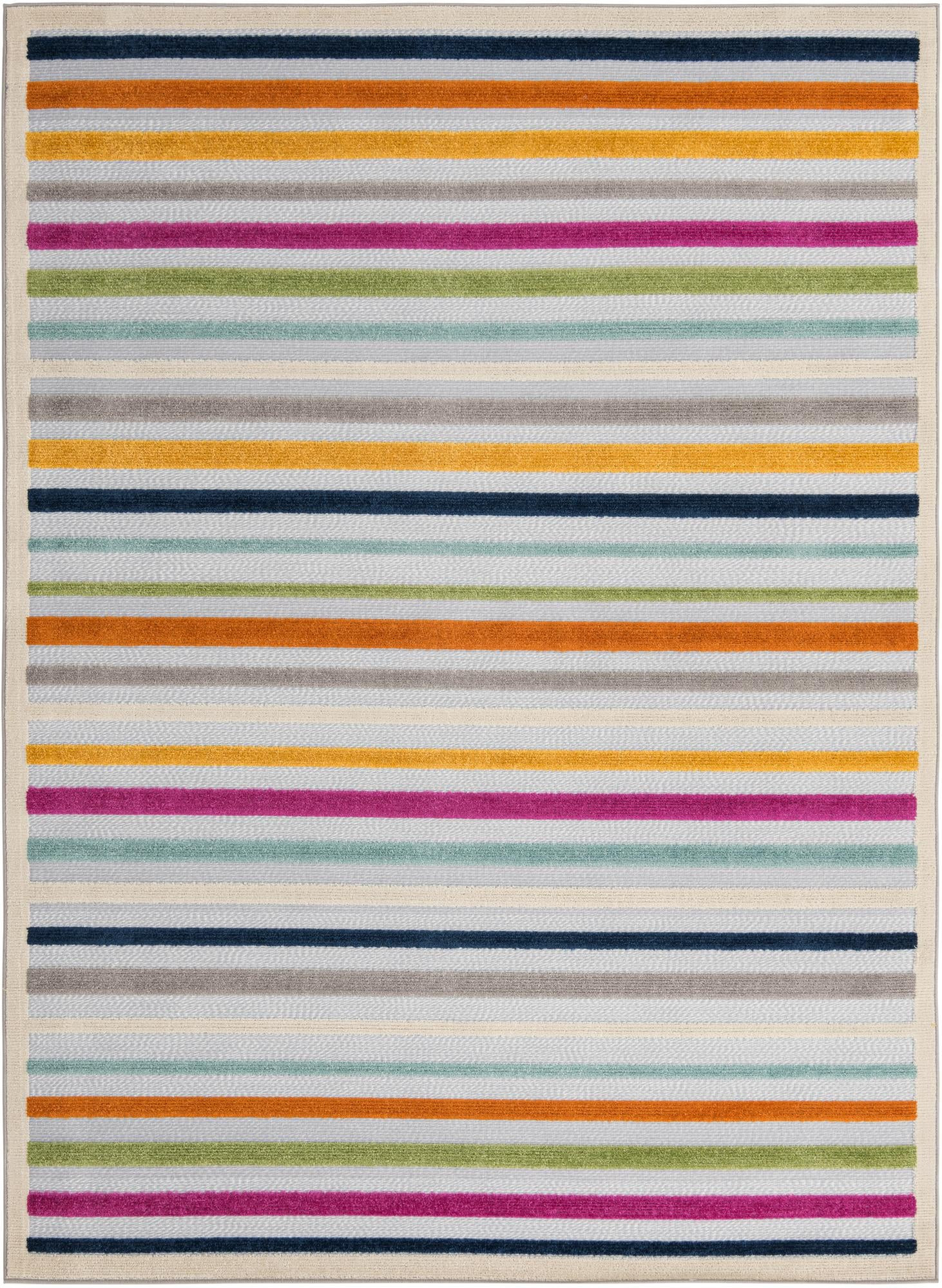 7' x 10' Wesley · Striped Outdoor Rug, multicolor and gray