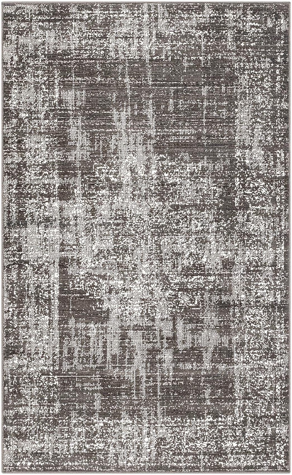 3' 3 x 5' 3 Leighton · Distressed medallion rug, gray and ivory