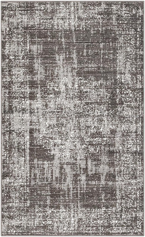Leighton · Distressed medallion rug, gray and ivory