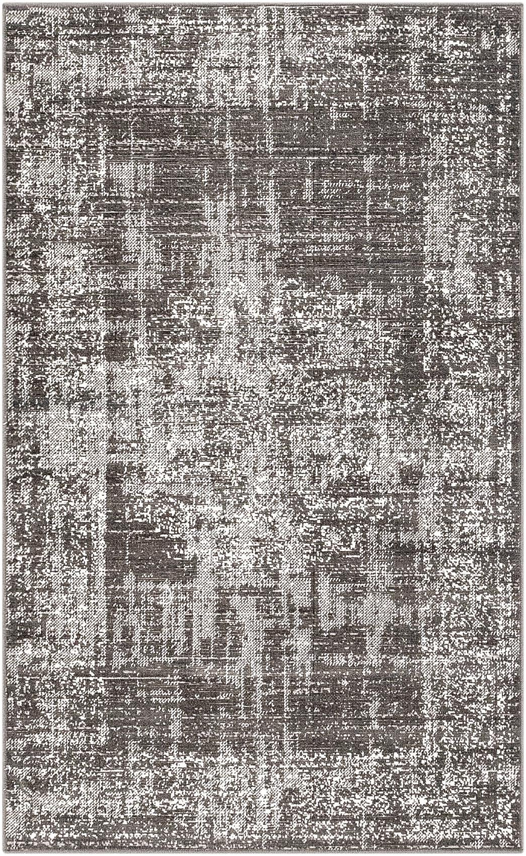 3' 3 x 5' 3 Leighton · Distressed medallion rug, gray and ivory