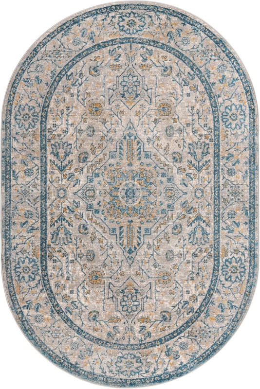 Thane · Medallion rug, gray and blue
