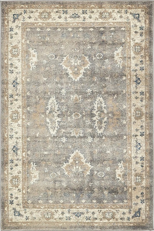 4' x 6' Leland · Medallion rug, gray and beige