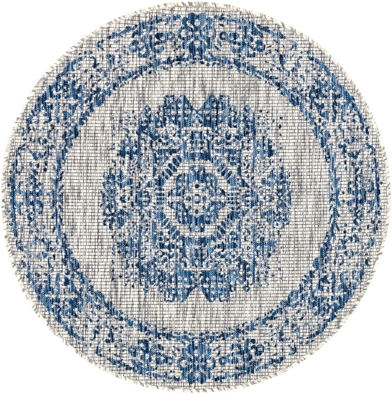 4' x 4' Hayden · Medallion Outdoor Rug, blue
