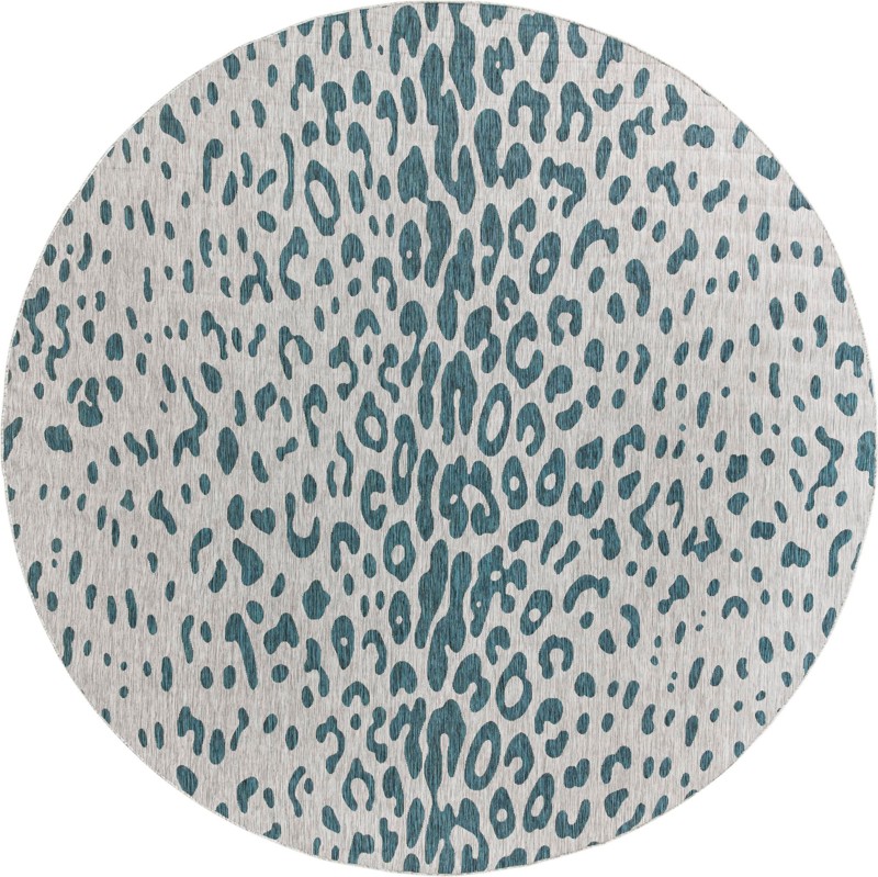 Winterberry · Animal print Outdoor Rug, teal