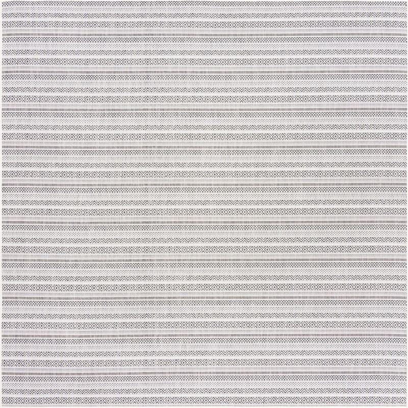 10' x 10' Merlin · Striped geometric Outdoor Rug, beige and black