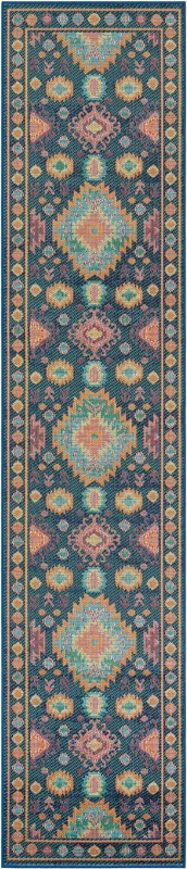 2' 7 x 12' Phelps · Border Outdoor Rug, navy blue