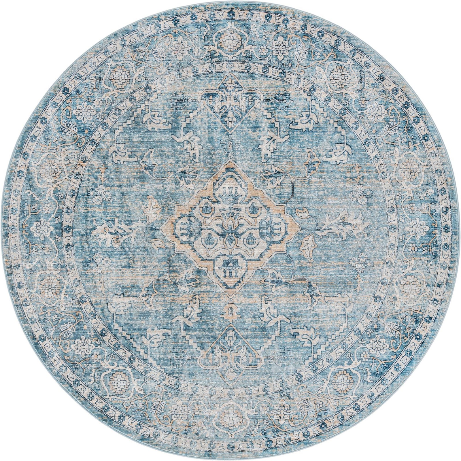 7' x 7' Opal · Medallion rug, blue