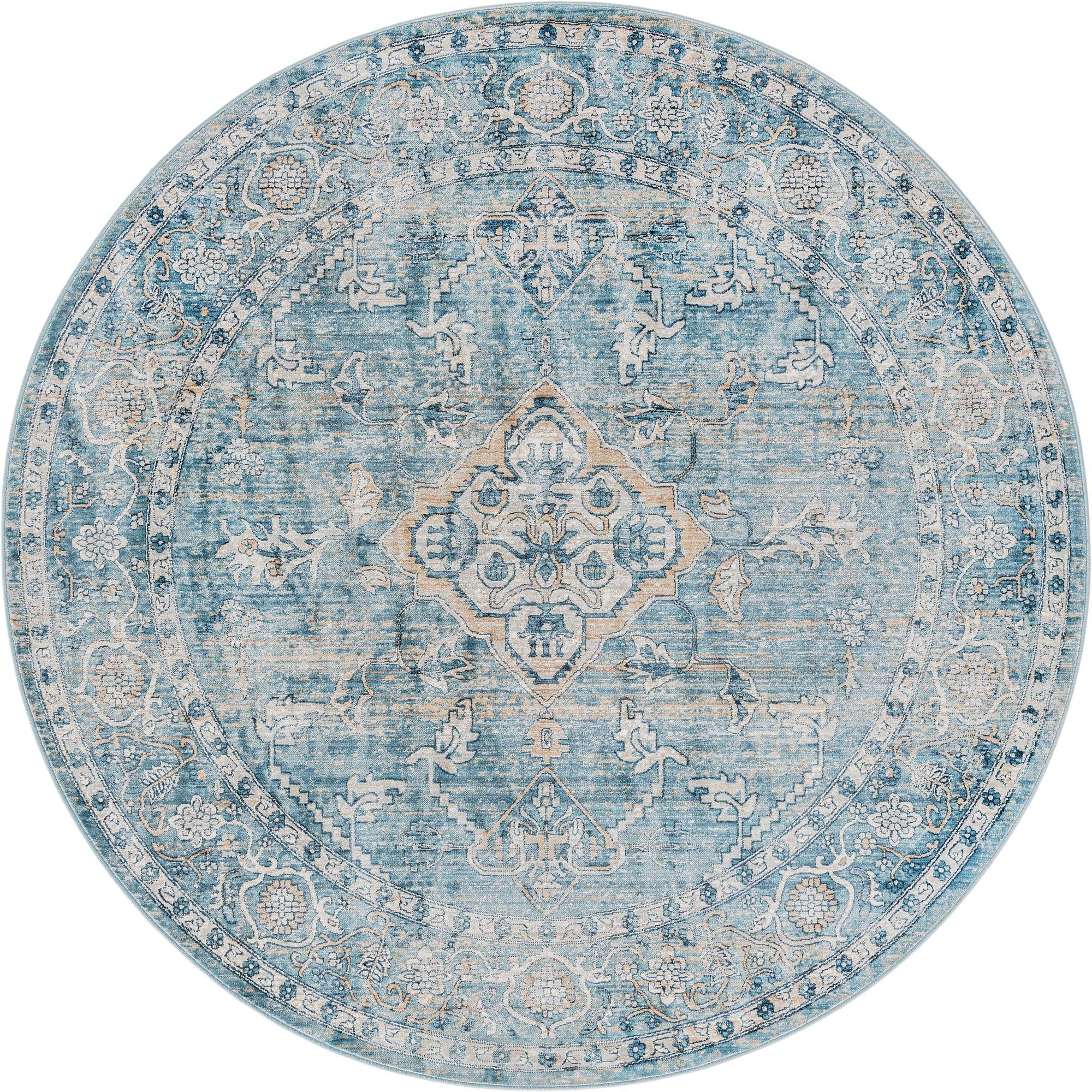 7' x 7' Opal · Medallion rug, blue