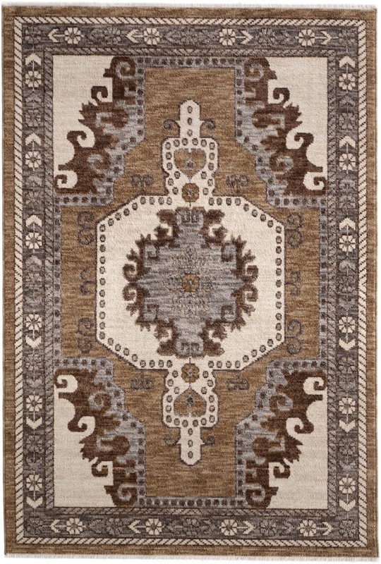 Haskell · Tribal medallion rug, beige and gray