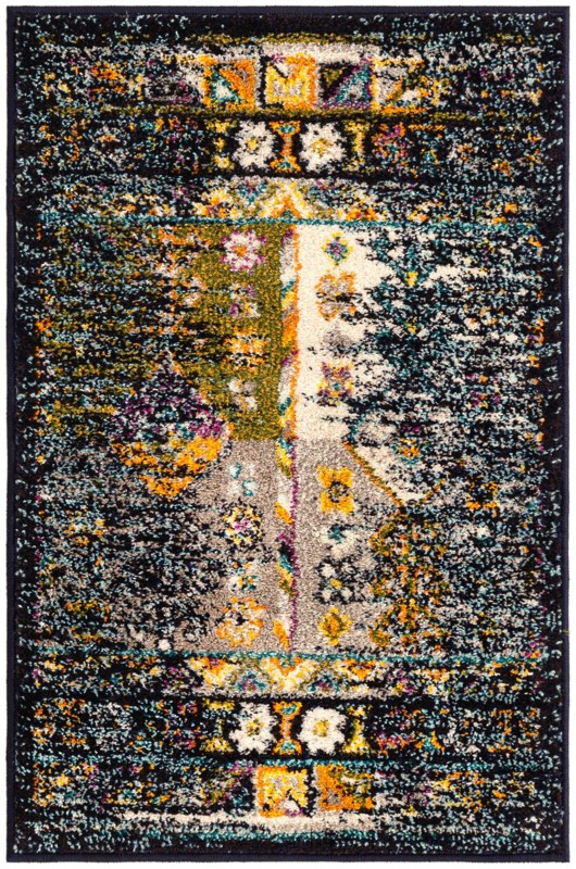 2' x 3' Cloudberry · Border rug, navy blue