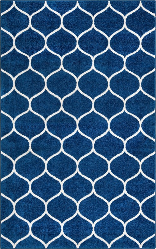5' 3 x 8' Ingram · Lattice rug, navy and ivory