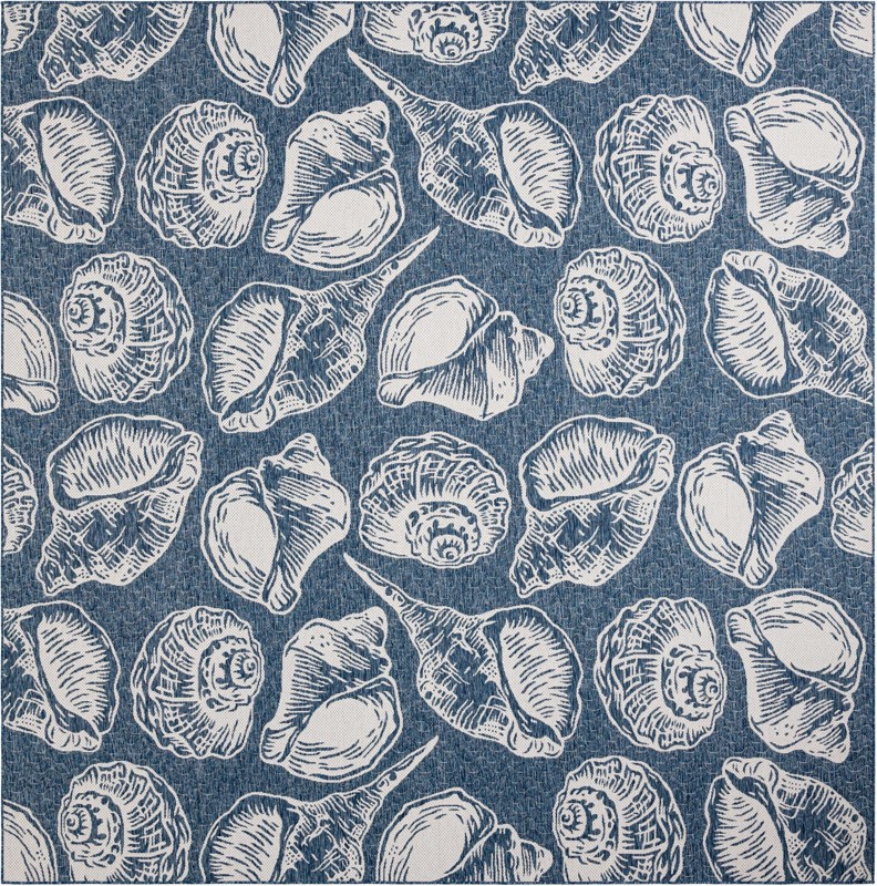 Arcata · Pictoral Outdoor Rug, navy blue and ivory
