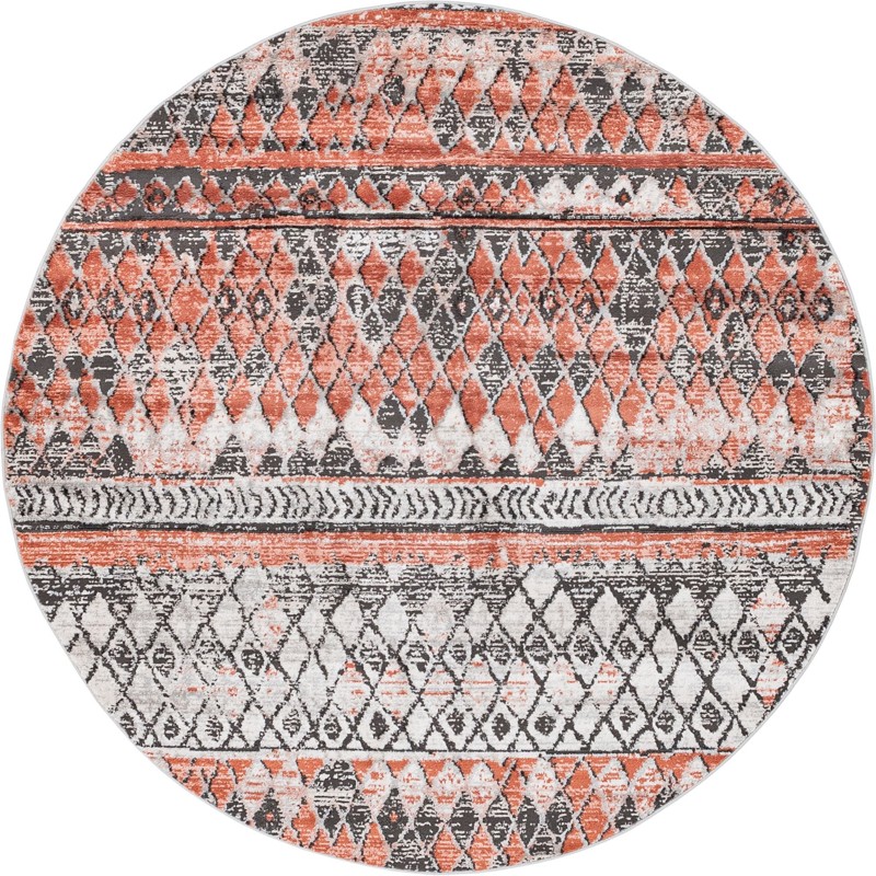 6' x 6' Collier · Diamond rug, salmon