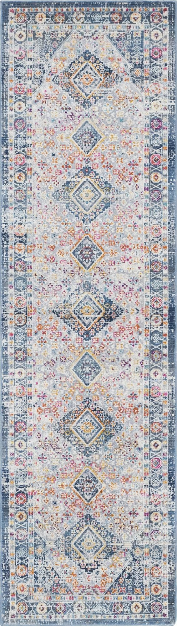 2' 7 x 9' 10 Eads · Border rug, white
