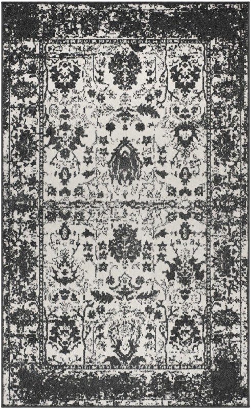 3' 3 x 5' 3 Sandys · Distressed traditional Washable Rug, black and white