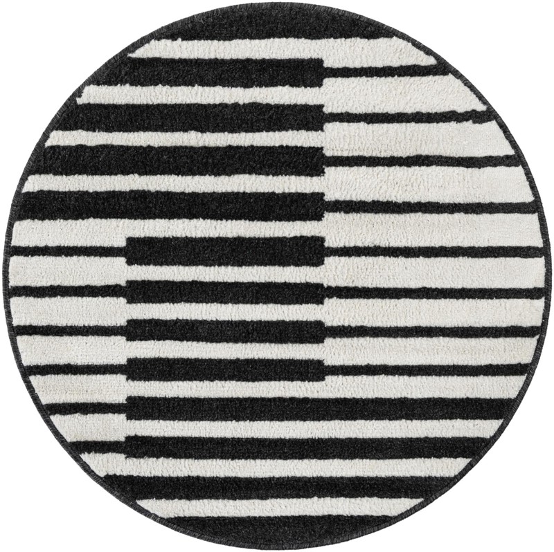 3' x 3' Crossing · Lines rug, black