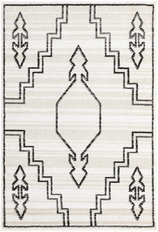 4' x 6' Ivy · Geometric rug, ivory and black