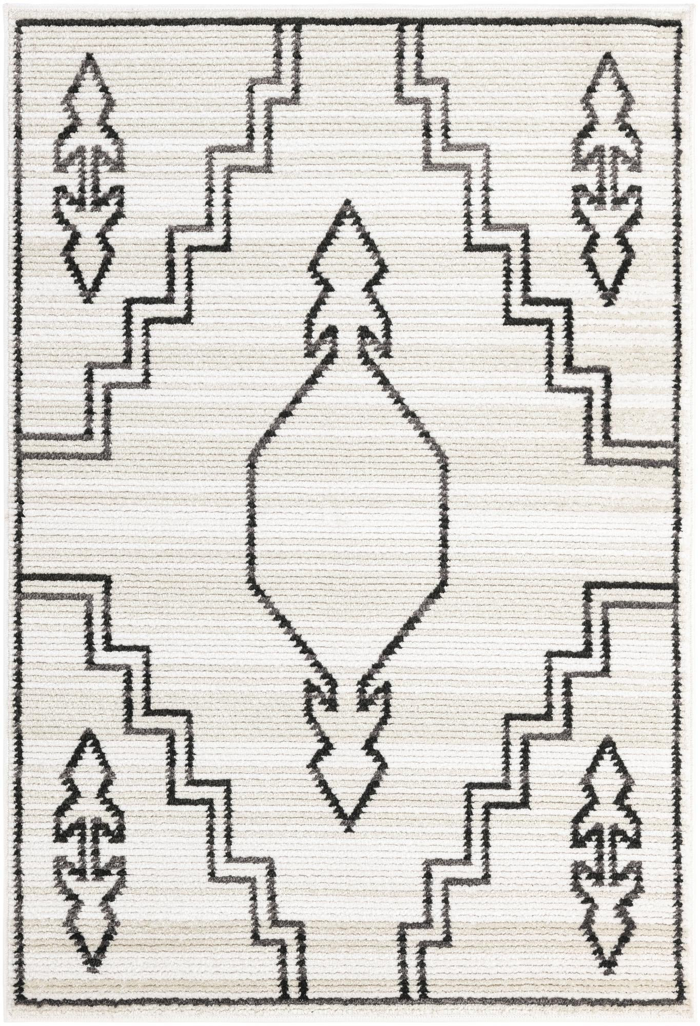 4' x 6' Ivy · Geometric rug, ivory and black