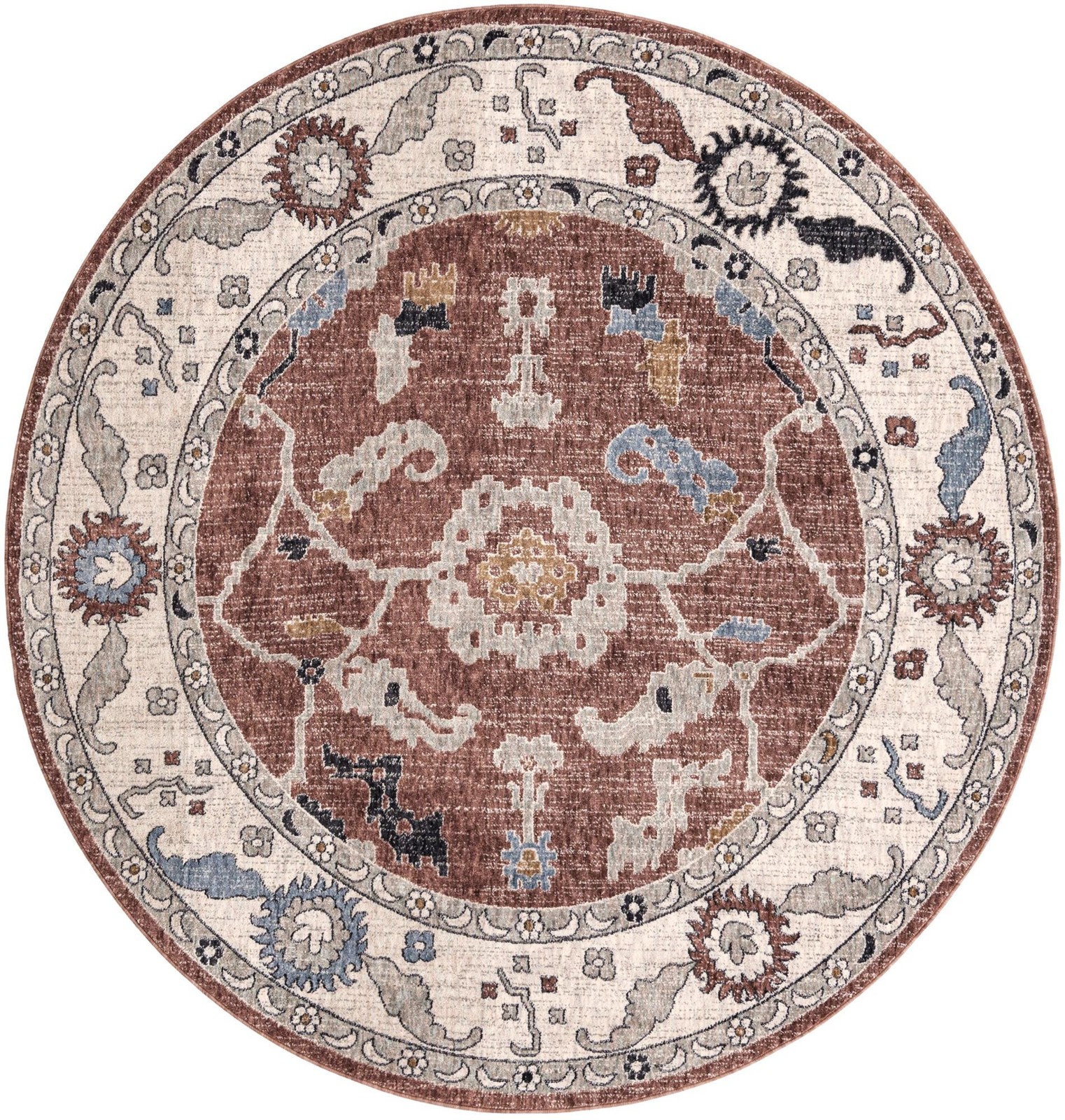 7' x 7' Lancey · Border rug, dusty rose
