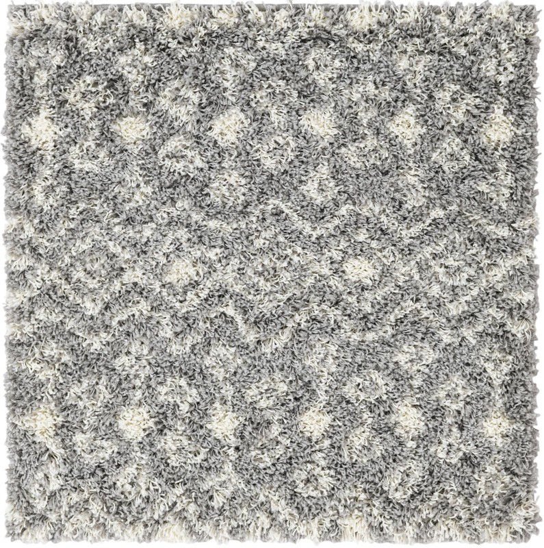 3' x 3' Bayley · Geometric trellis Shag Rug, gray and ivory