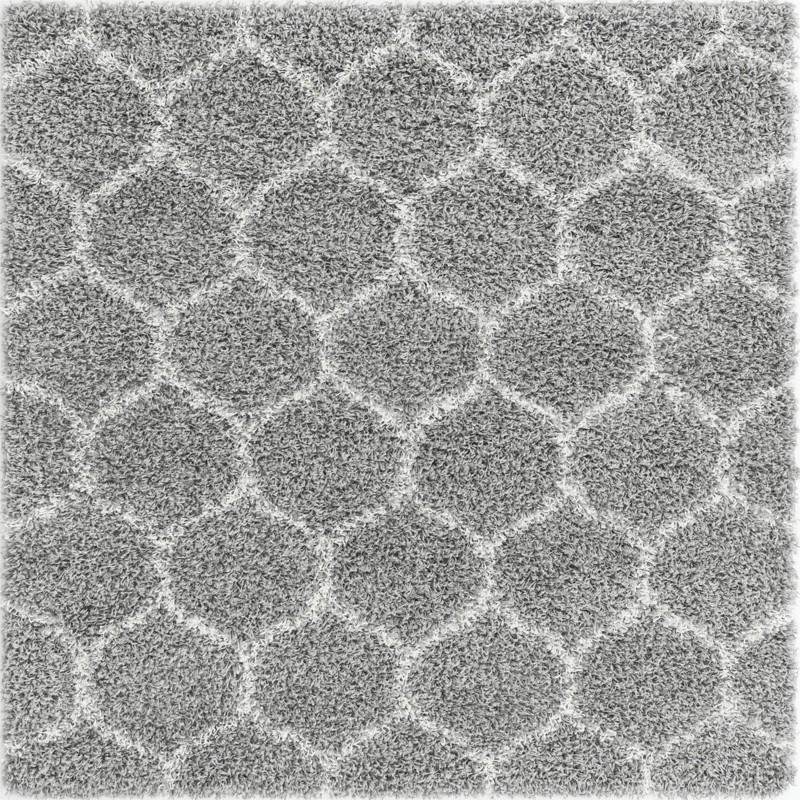 Barnett · Lattice Shag Rug, gray and ivory