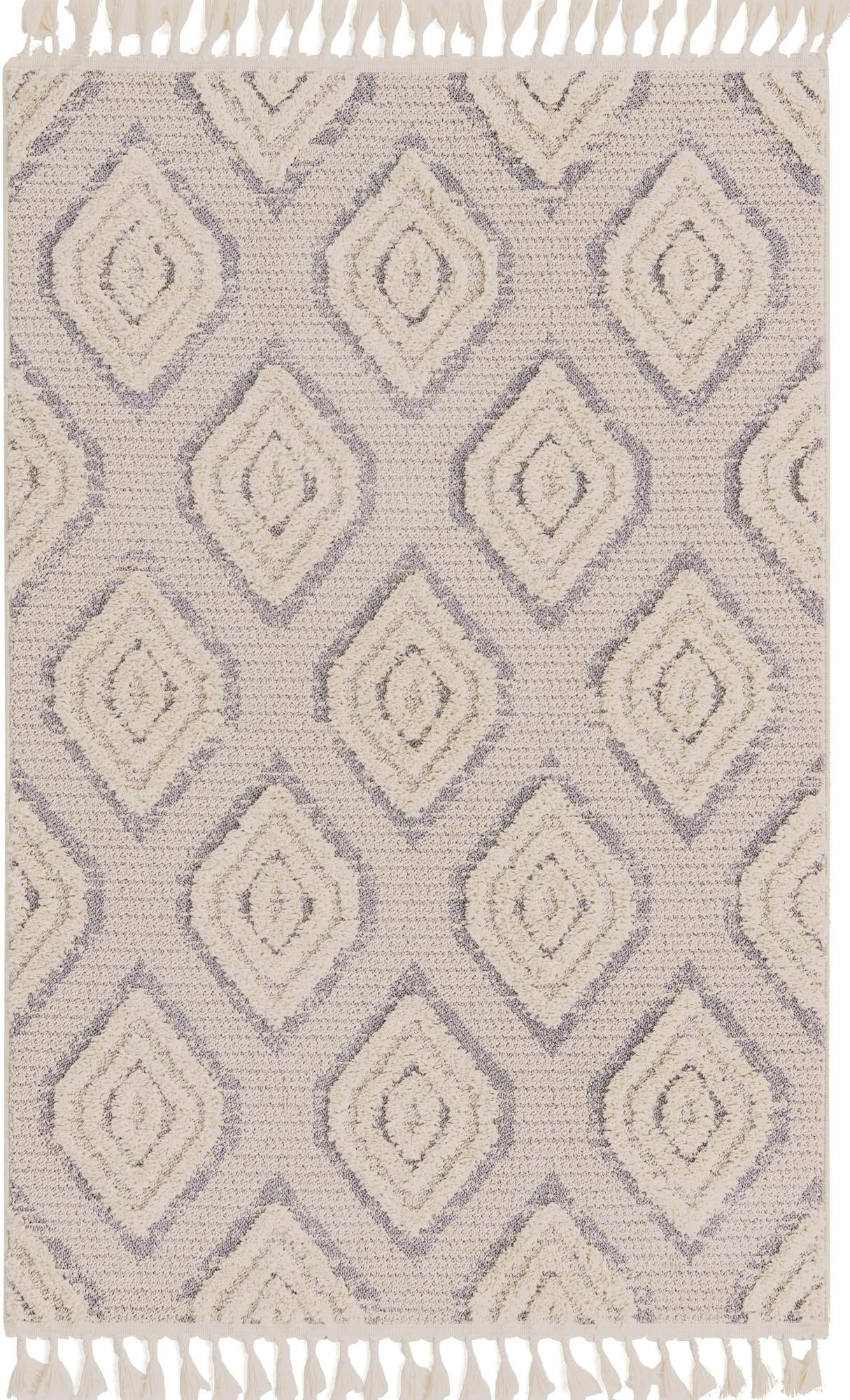 4' x 6' Buckley · Diamond rug, ivory and gray