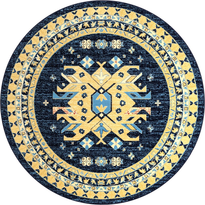 7' 10 x 7' 10 Isadora · Border rug, navy