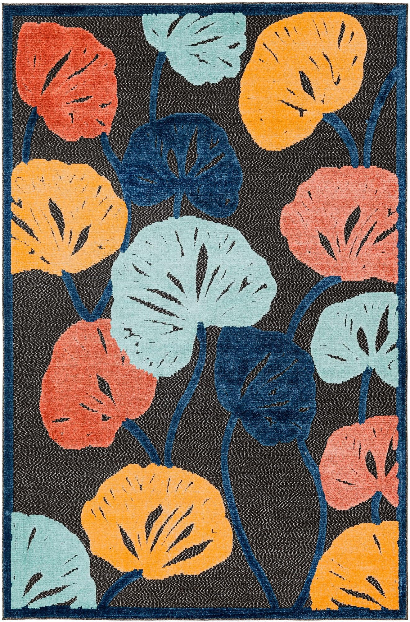 6' x 9' Slade · Floral / botanical Outdoor Rug, charcoal