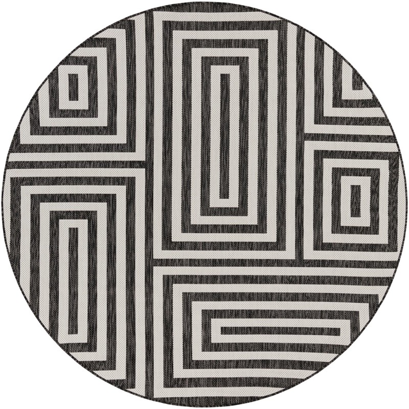 7' 10 x 7' 10 Cumberland · Geometric maze Outdoor Rug, black and white
