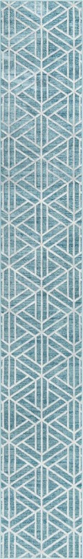 Norwood · Geometric trellis rug, blue and ivory