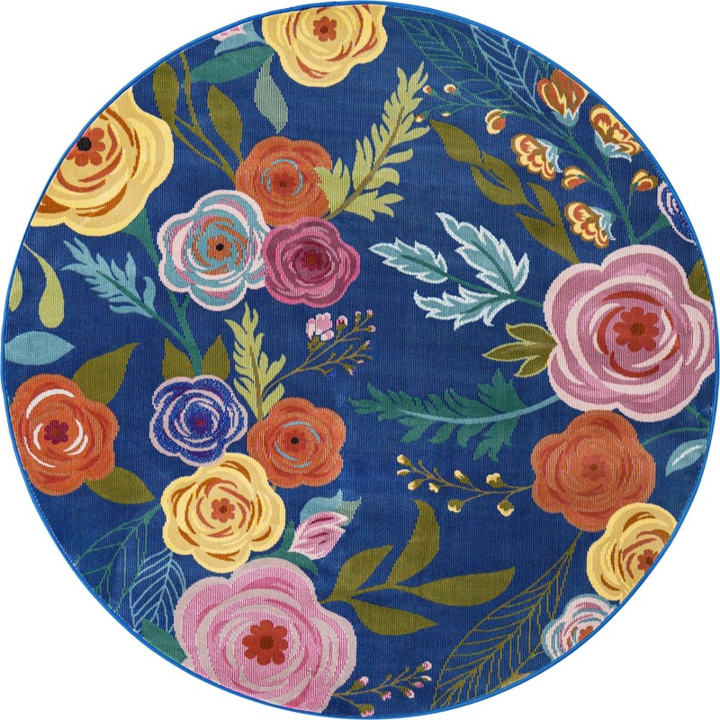 5' 3 x 5' 3 Burbank · Border rug, blue