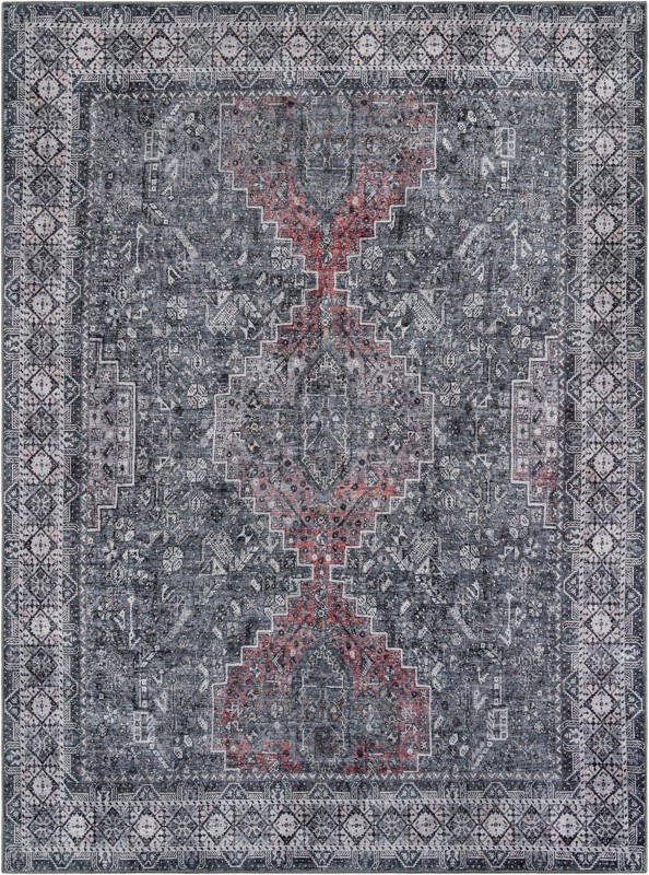 Cowper · Border Washable Rug, gray