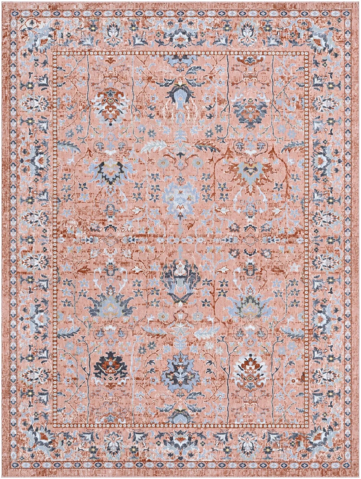9' x 12' Sandys · Border Washable Rug, rose pink