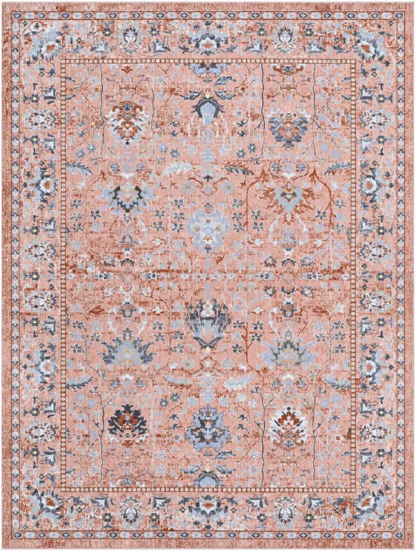 Sandys · Border Washable Rug, rose pink