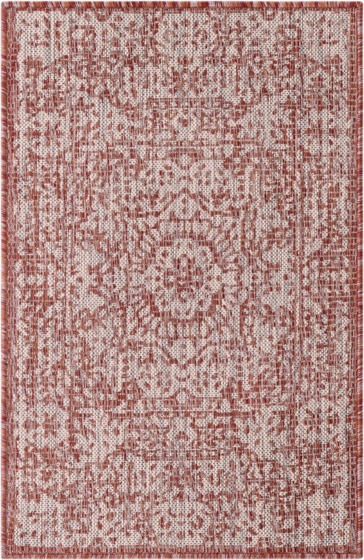 2' x 3' 1 Hayden · Border Outdoor Rug, rustred