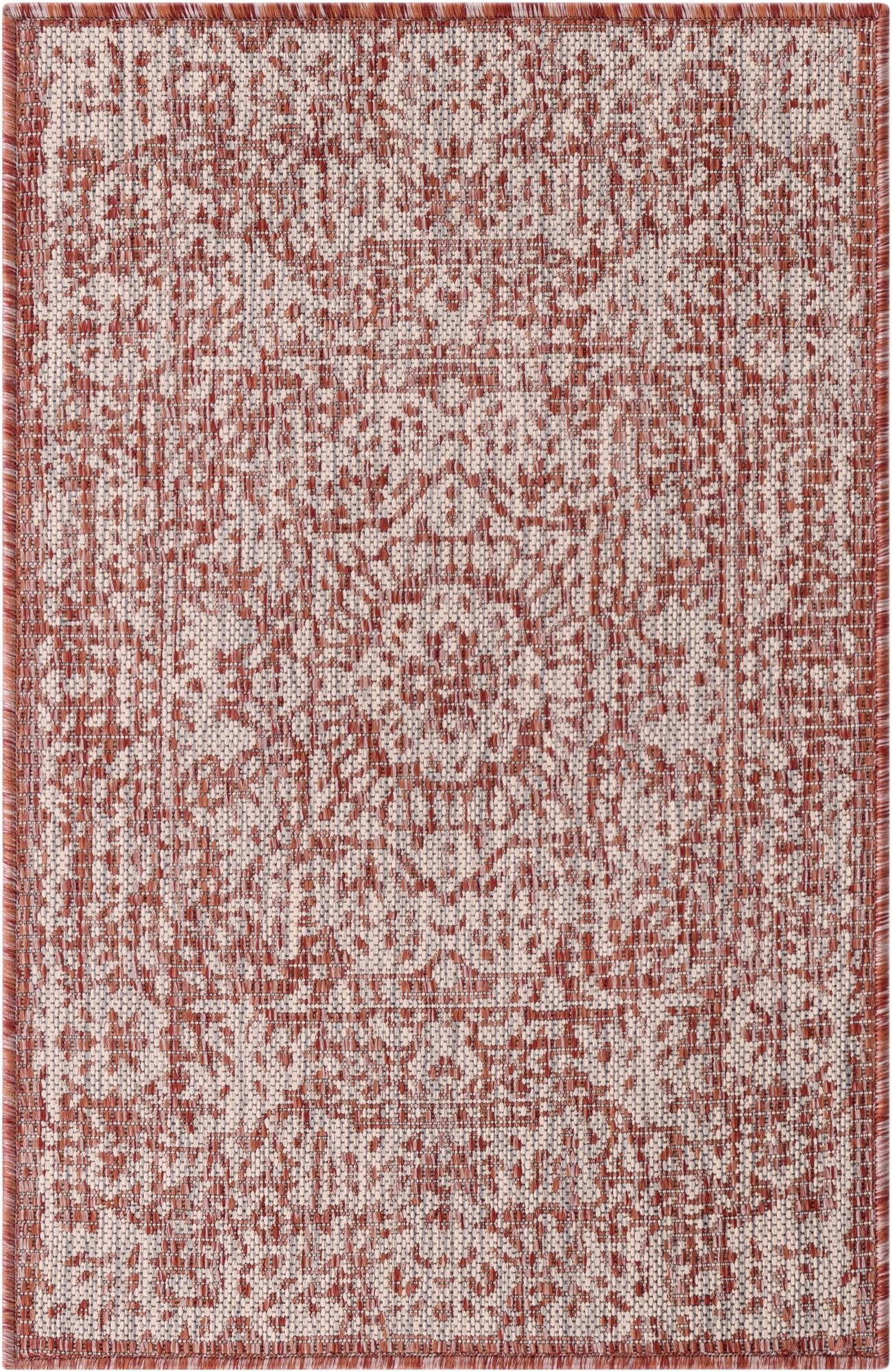 2' x 3' 1 Hayden · Border Outdoor Rug, rustred