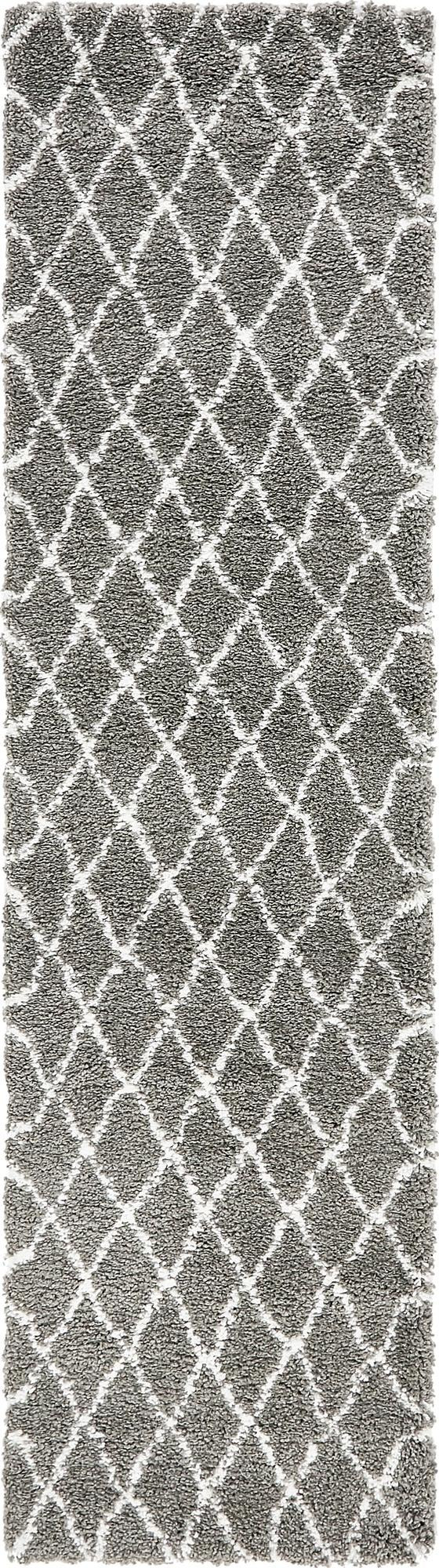 2' 7 x 10' Jameson · Diamond lattice Shag Rug, gray and ivory