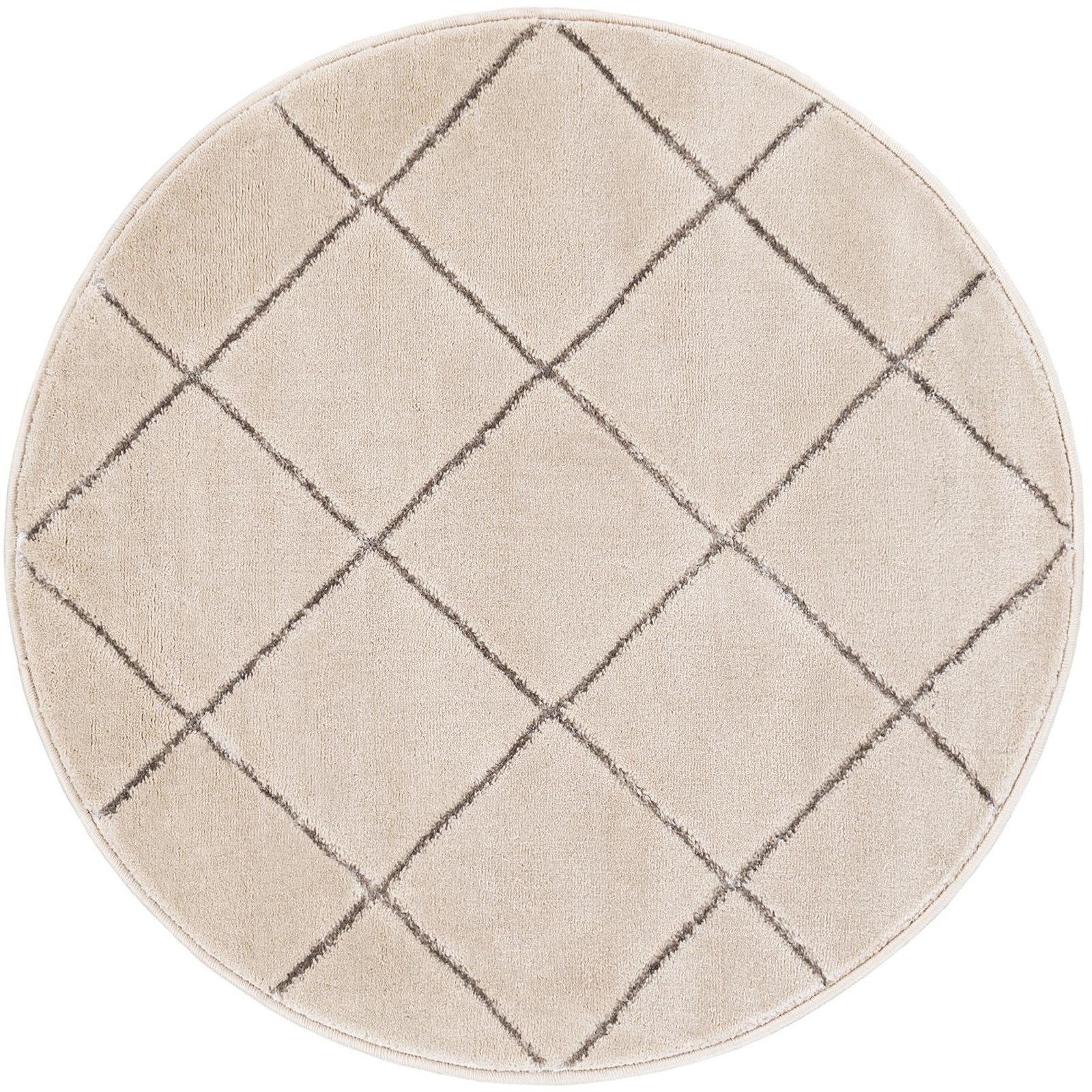 3' x 3' Gilchrist · Diamond lattice rug, ivory and grey