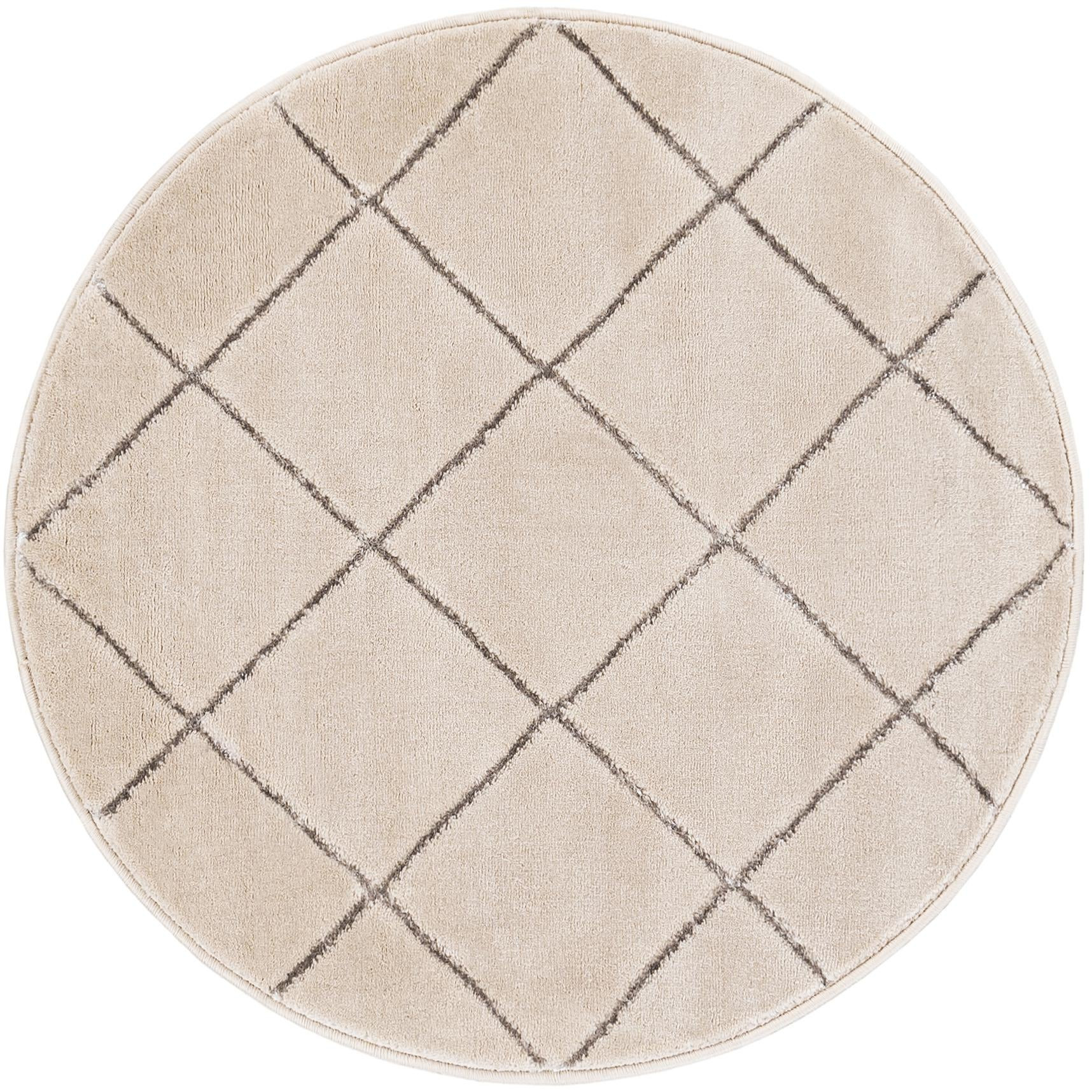 3' x 3' Gilchrist · Diamond lattice rug, ivory and grey