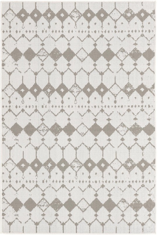 4' x 6' Stowe · Geometric diamond Outdoor Rug, ivory and gray