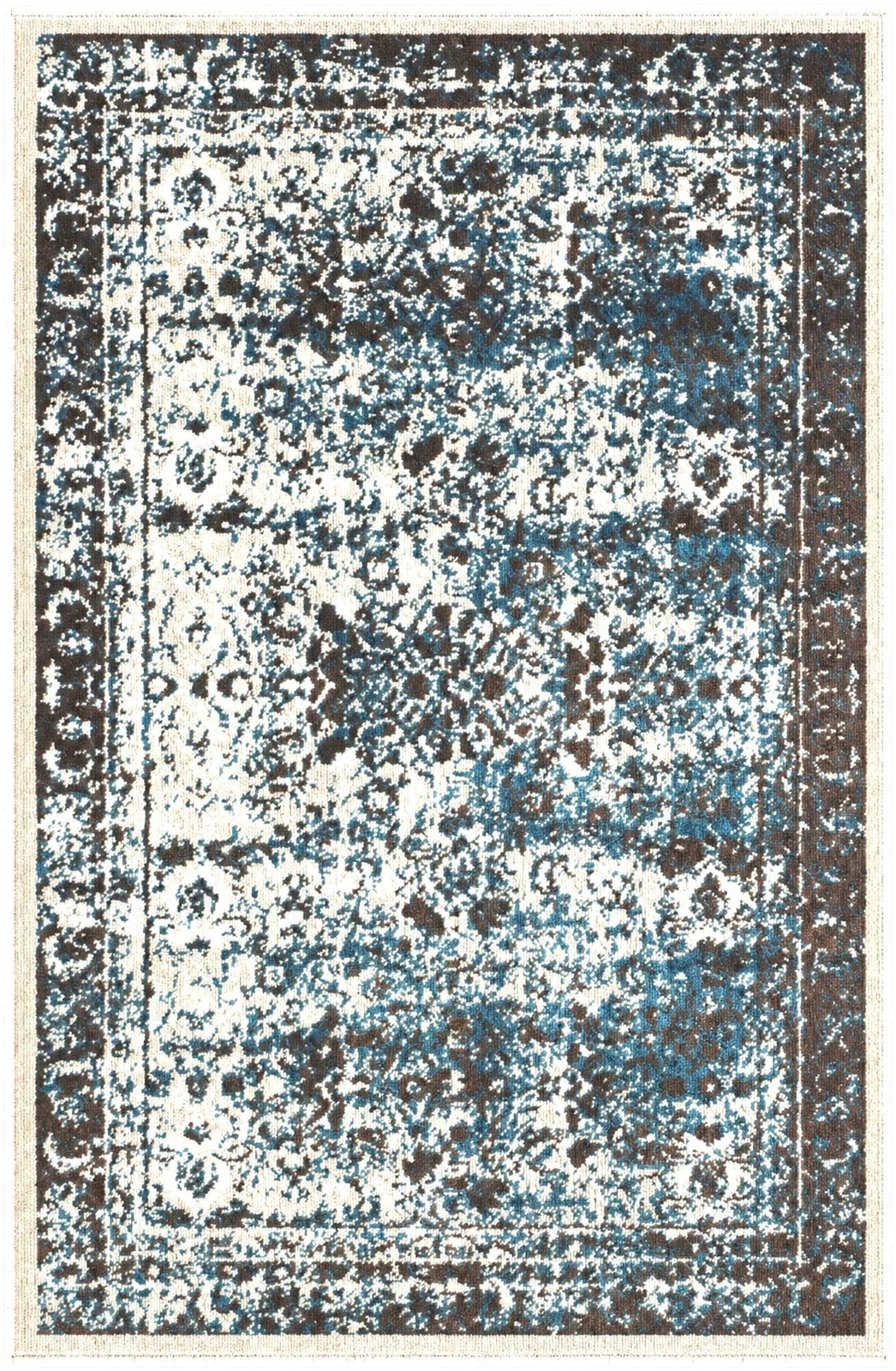 2' x 3' Harley · Distressed medallion rug, blue and brown