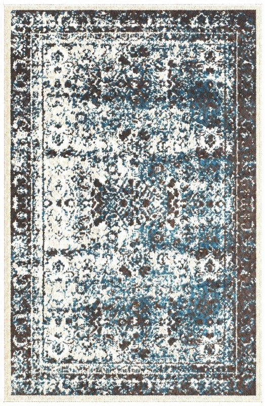 2' x 3' Harley · Distressed medallion rug, blue and brown