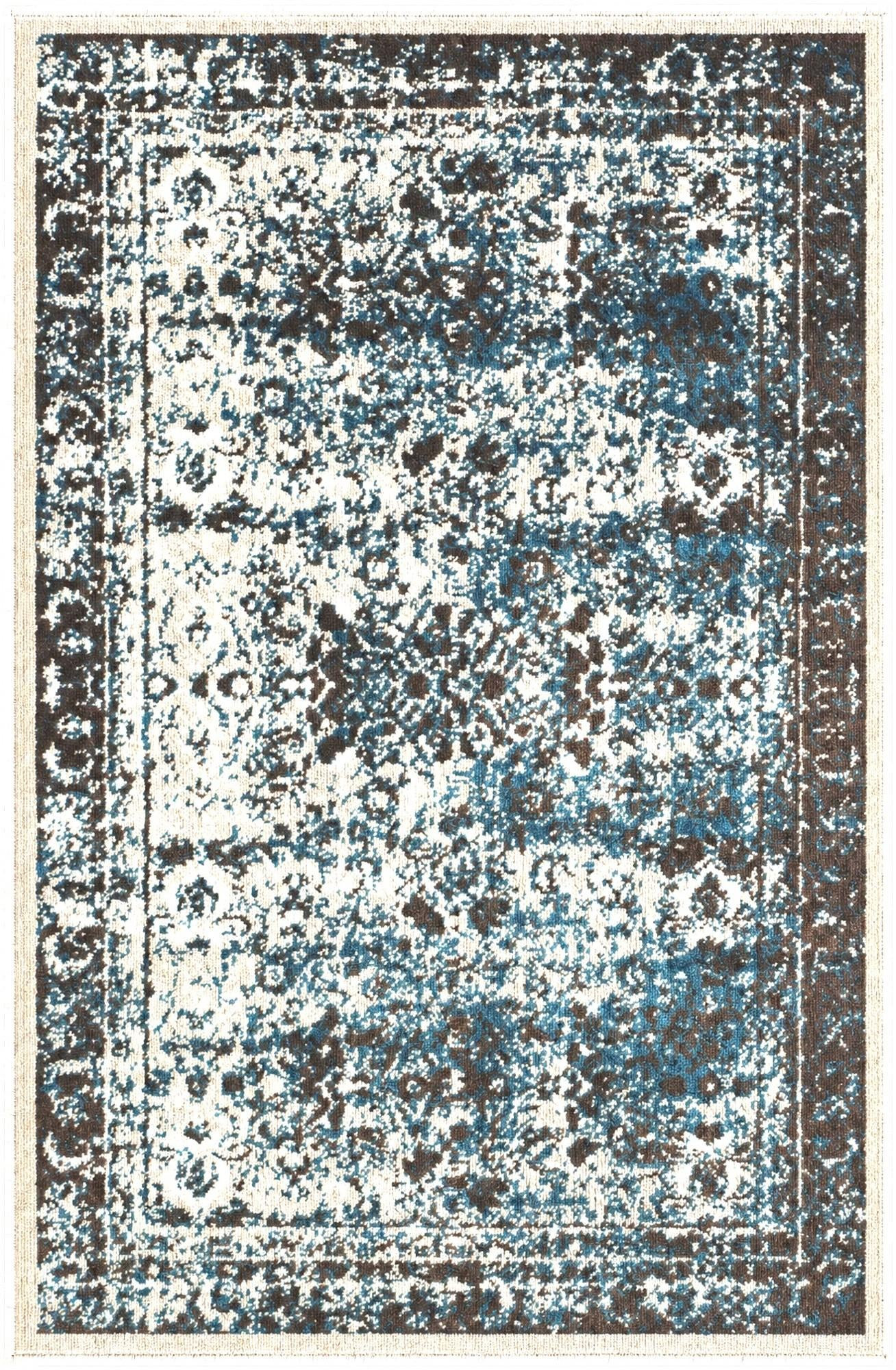 2' x 3' Harley · Distressed medallion rug, blue and brown
